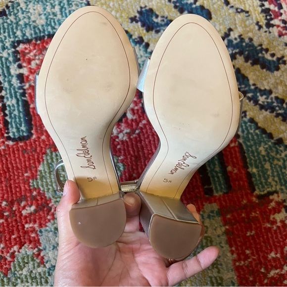 SAM EDELMAN Yaro Block Heel Leather Sandal 4"
Silver Shimmer Ankle Strap Party - Picture 5 of 6